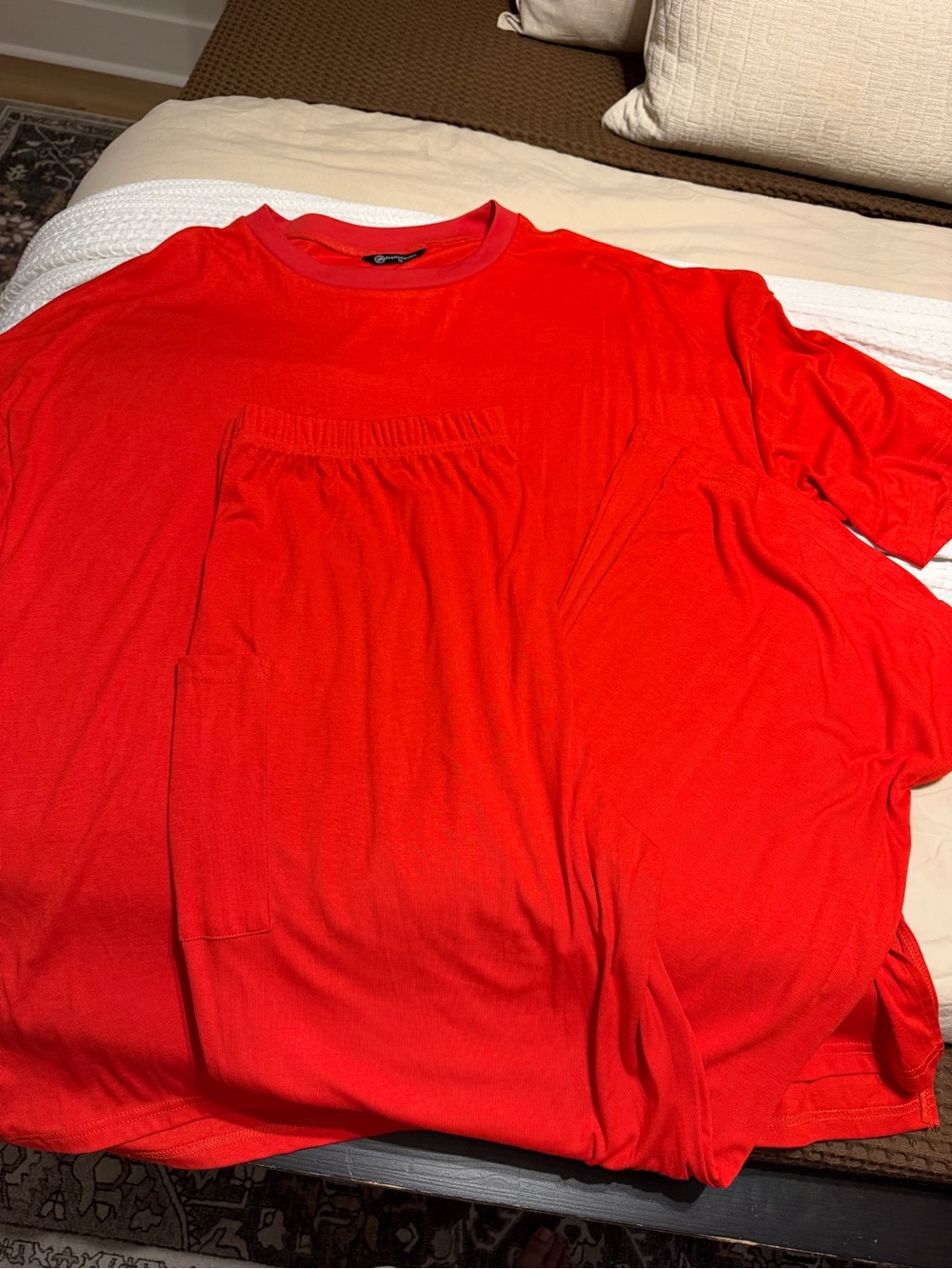 Bright Red Short Sleeve oversized top with matching pants